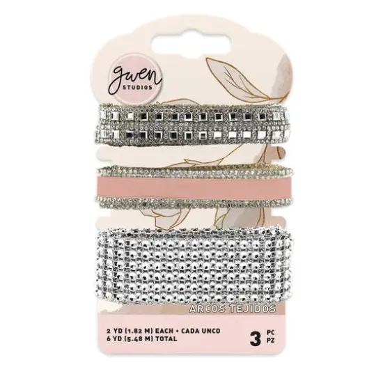 Gwen Studios 6yd. Satin & Rhinestone Trim Set Coral {7}