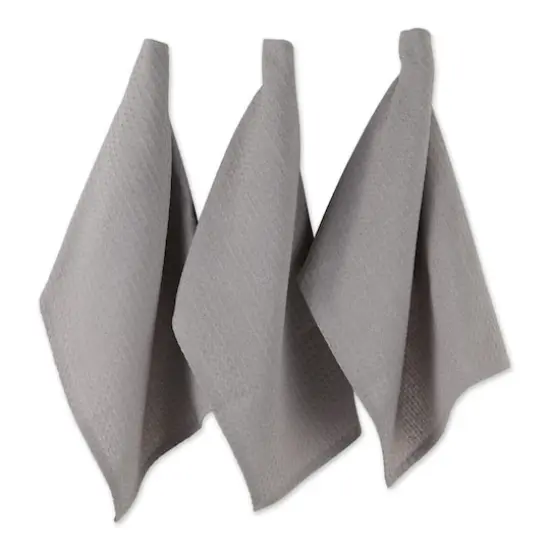 DII&reg; Gray Recycled Cotton Waffle Dish Towels, 6ct. {1}