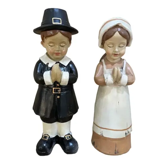 9" Pilgrim Children Praying Thanksgiving D&eacute;cor {1}