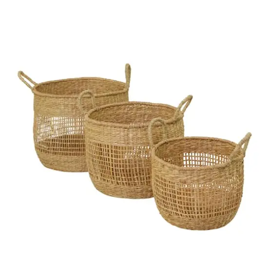 Brown Seagrass Bohemian Storage Baskets, 3ct. {3}