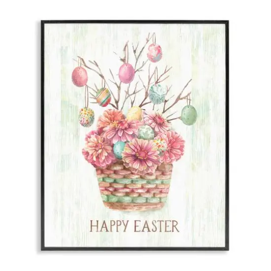 Stupell Industries Happy Easter Bouquet Framed Giclee Art Black {1}