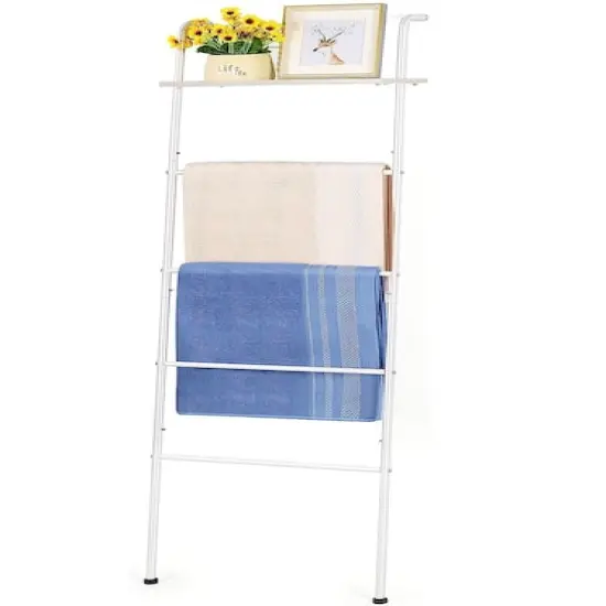 NEX&trade; 5-Tier White Ladder Towel & Blanket Holder Rack {1}