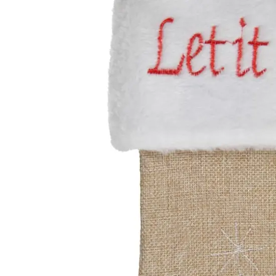 19" Let It Snow Bird Burlap Christmas Stocking {5}