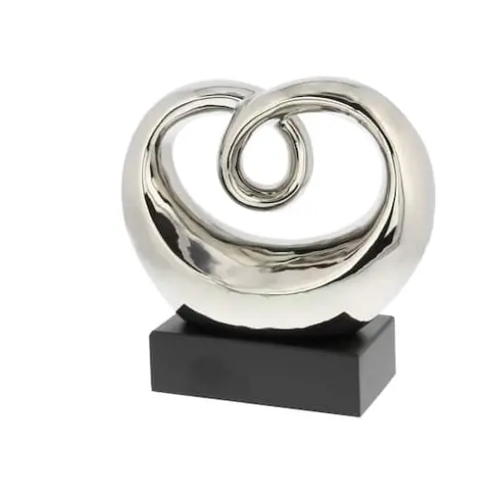 10" Silver Ceramic Modern Abstract Sculpture {3}