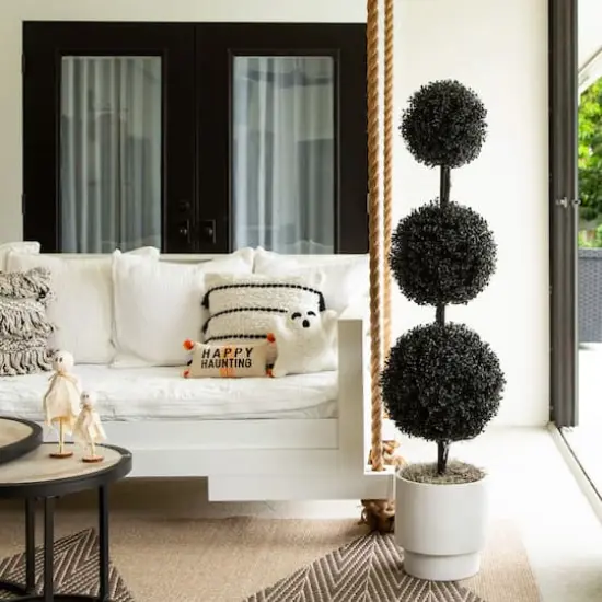 5ft. UV Resistant Artificial Halloween Black Triple Ball Boxwood Topiary (Indoor/Outdoor) {7}