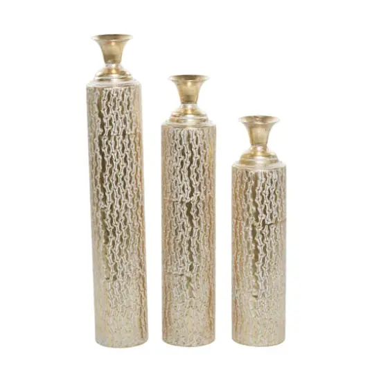 Gold Metal Glam Vase Set {3}