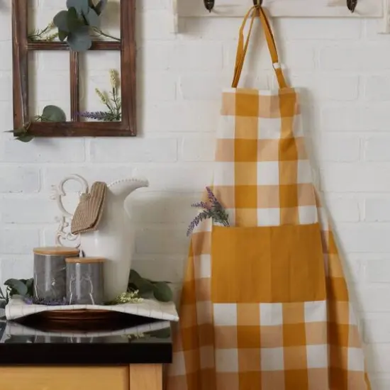 DII&reg; Buffalo Check Chef Apron Honey Gold {4}