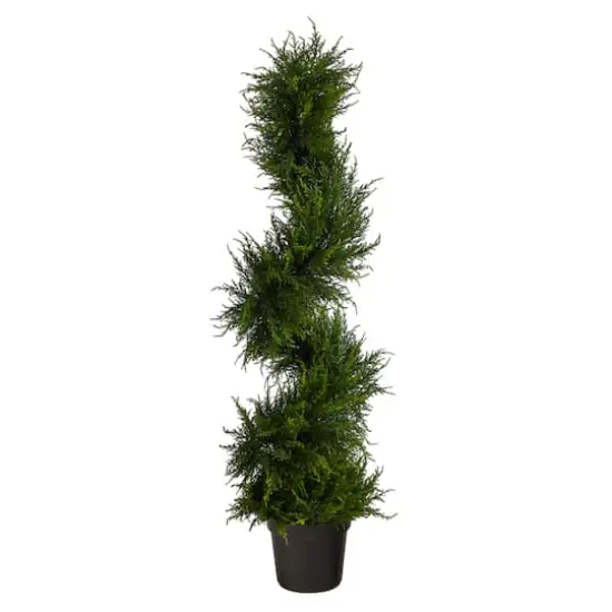 3.75ft. Pre-Lit Spiral Cypress Artificial Potted Tree, Clear LED Lights {4}