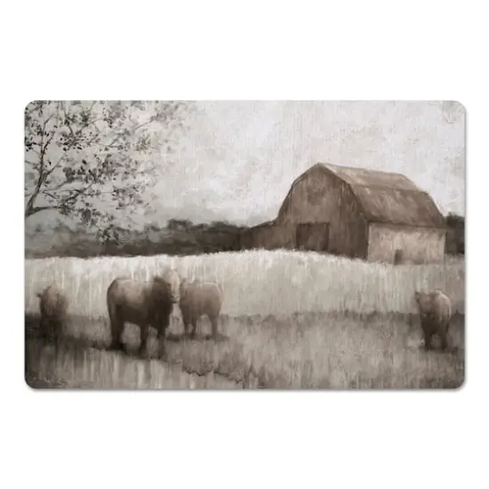 Neutral Barn and Cows Floor Mat {1}