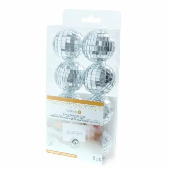 1.5" Silver Disco Ball Place Card Holders, 8ct. by Celebrate It&trade; {4}