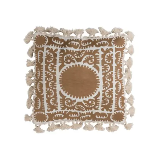 Hello Honey&reg; Cotton Pillow With Embroidery & Chambray Back With Tassels {1}