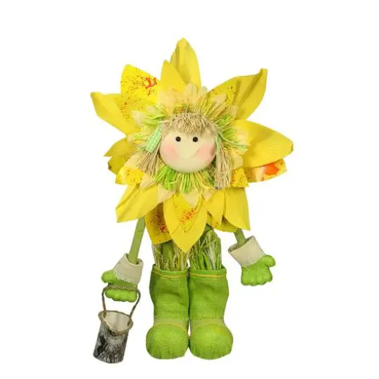 20.5" Yellow Spring Sunflower Girl Decorative Figure {1}
