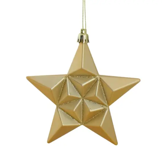12ct. 5" Glitter & Matte Vegas Gold Shatterproof Christmas Star Ornaments {1}