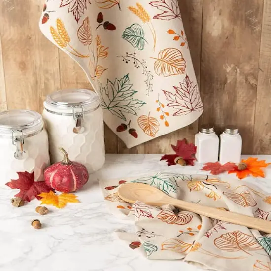 DII&reg; Autumn Leaves Printed Dishtowel Set {5}