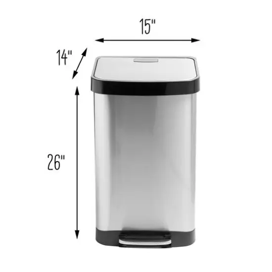 Honey Can Do 50L Large Stainless Steel Step Trash Can with Lid {10}