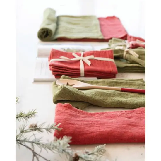 Hello Honey&reg; 36" Oversized Red Stonewashed Linen Tea Towel {3}