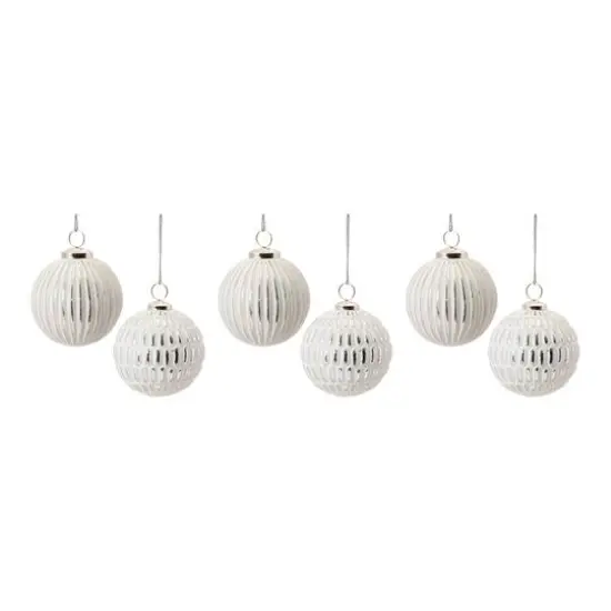 4" Frosted Glass Ball Ornament Set {1}