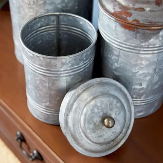 Gray Farmhouse Decorative Metal Cannister Set {2}