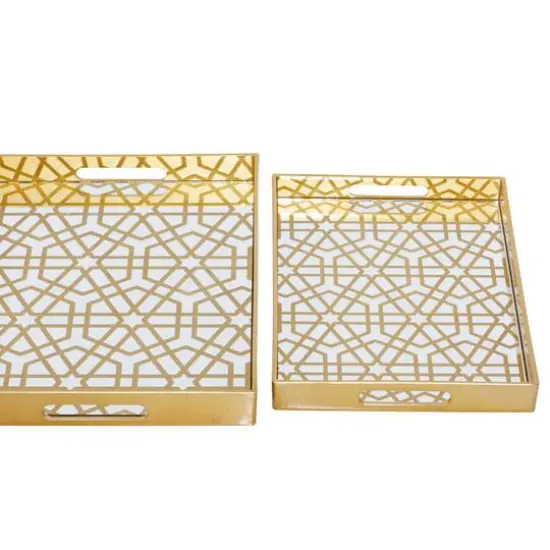 CosmoLiving by Cosmopolitan Matte Gold Plastic Glam Tray Set {6}