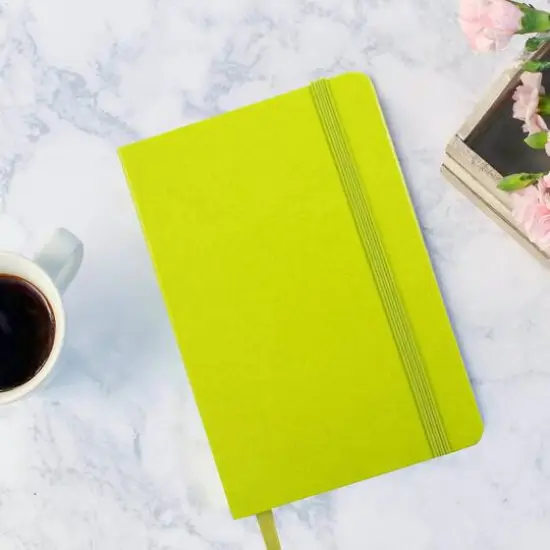 JAM Paper Travel Size Hardcover Notebook with Elastic Band Green Apple {6}