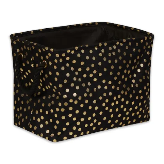 Medium Polyester Rectangle Bin With Gold Dots Black {1}