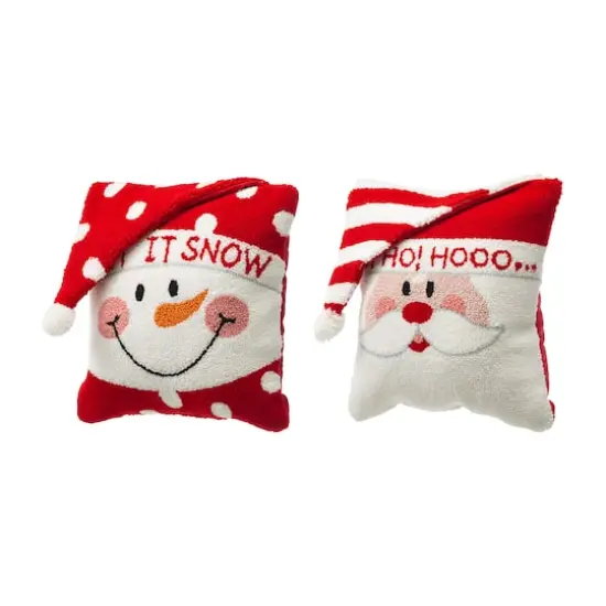 Glitzhome&reg; Hooked 3D Santa & Snowman Throw Pillow Set {8}