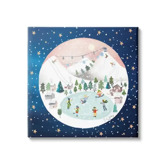 Stupell Industries Ice Skating Christmas Snow Scene Canvas Wall Art {1}