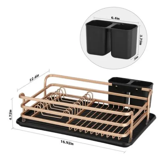 NEX&trade; Rose Gold Aluminum Compact Dish Drying Rack {3}