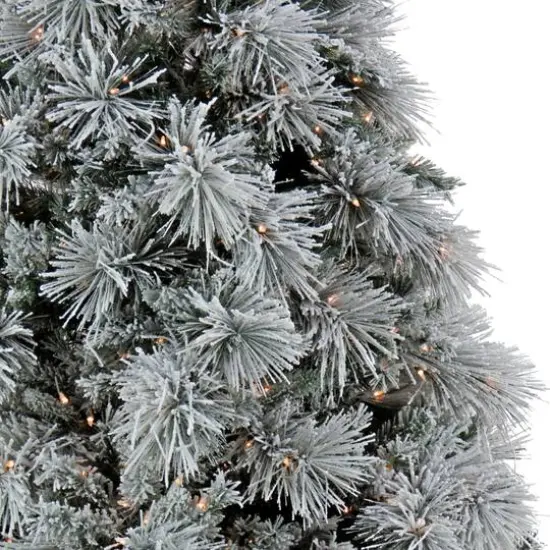 7.5ft. Pre-Lit Flocked Bavarian Pine Artificial Christmas Tree, Clear Lights {4}