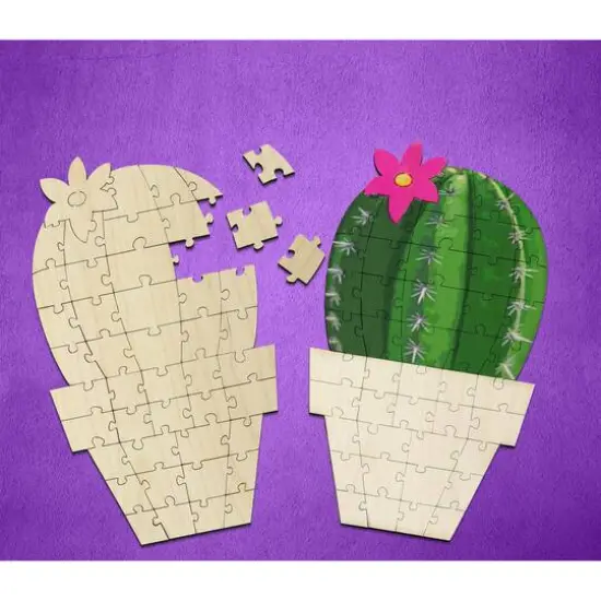 Leisure Arts&reg; Large Cactus D.I.Y. Wood Puzzle {5}