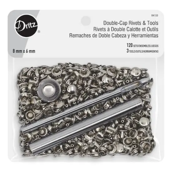 Dritz&reg; Silver Double-Cap Rivets & Tools, 120 Sets {1}