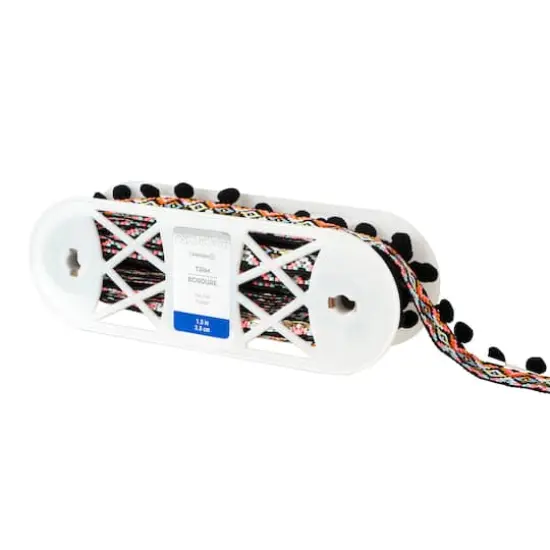 1.5" Jacquard Pom Pom Trim by Celebrate It&reg; Black {4}