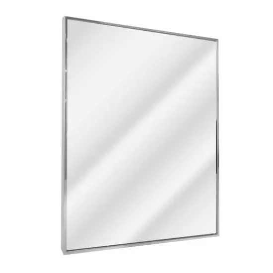 Head West&reg; Glossy Chrome Float Rectangular Wall Mirror {1}