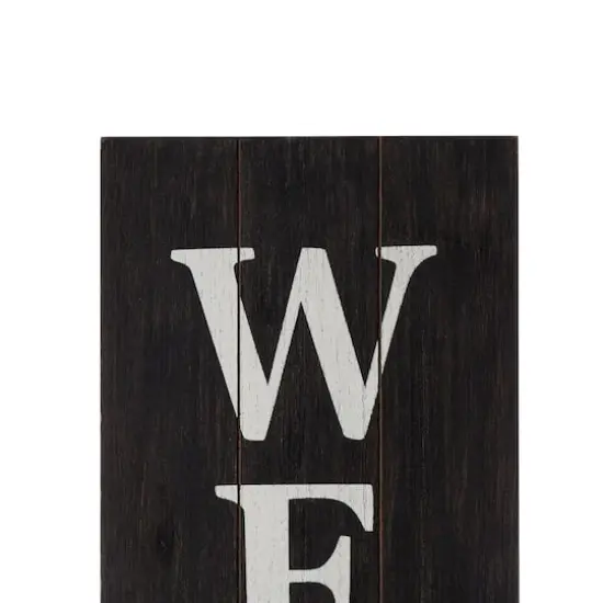 Glitzhome&reg; 42" Wooden Black Welcome Porch Sign with Metal Planter {6}