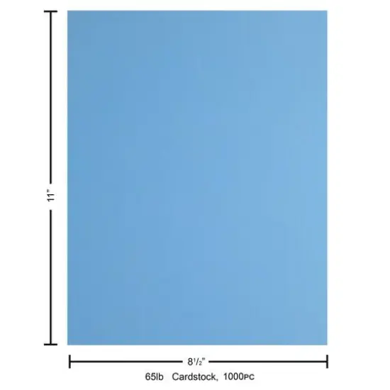 PA Paper&reg; 8.5" x 11" 65lb. Smooth Cardstock, 1,000 Sheets Light Blue {5}