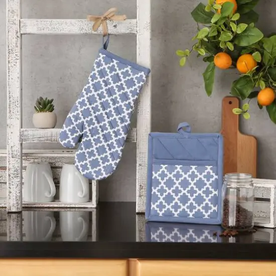 DII&reg; Lattice Oven Mitt & Potholder Set Stonewash Blue {4}