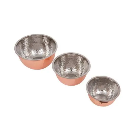 Hello Honey&reg; Hammered Metallic Stainless Steel Bowls Set Copper {4}