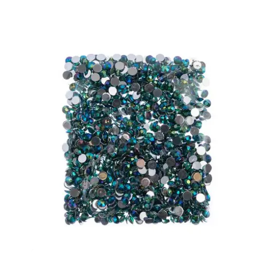 John Bead 6mm Acrylic Round Flat Back Rhinestones, 1,000ct. Green AB {4}