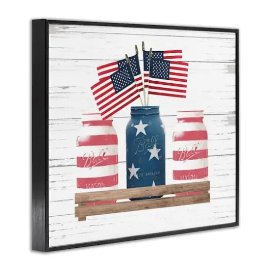 Stupell Industries Rustic Patriotic Jars American Pride Flag Design Framed Giclee Art Black {4}