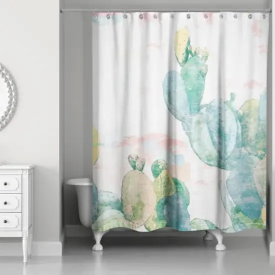 Funky Cactus Print 71" x 74" Shower Curtain {3}