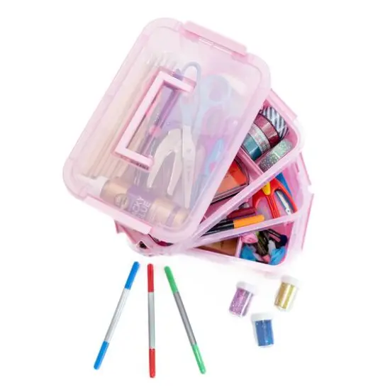 Everything Mary Four Tray Plastic Storage Organizer Pink {8}