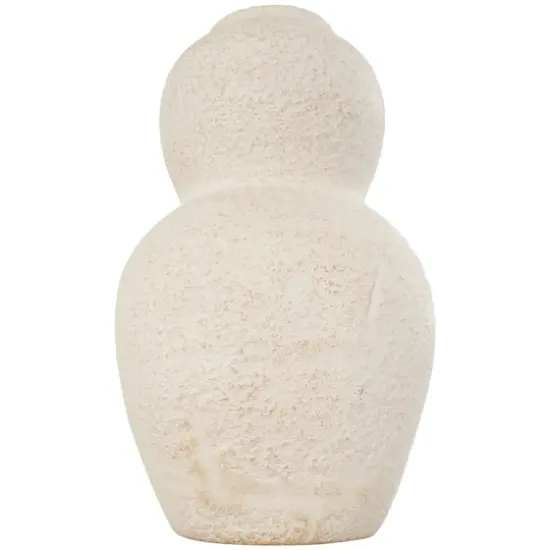 15" Cream Ceramic Hourglass Textured Vase {4}