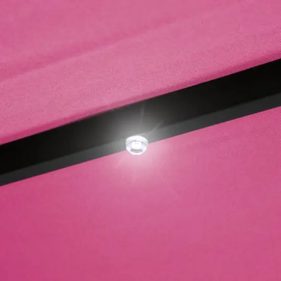 9ft. Solar Lighted Outdoor Patio Market Umbrella Pink {6}