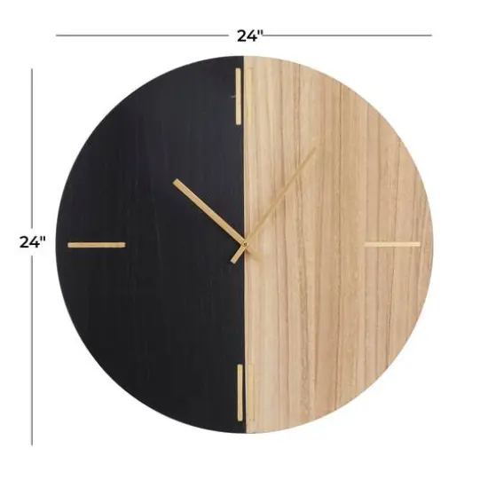 Black Contemporary Abstract Wall Clock, 24" x 2" x 24" {6}