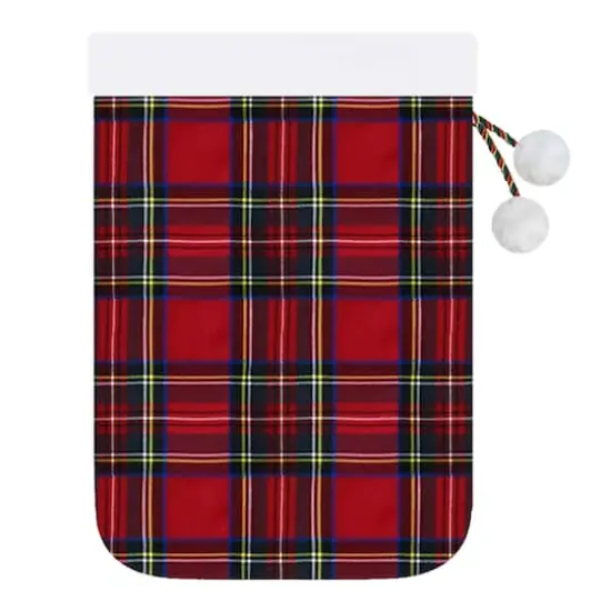 Haute Decor 28" Red Plaid Drawstring Christmas Santa Bag {1}