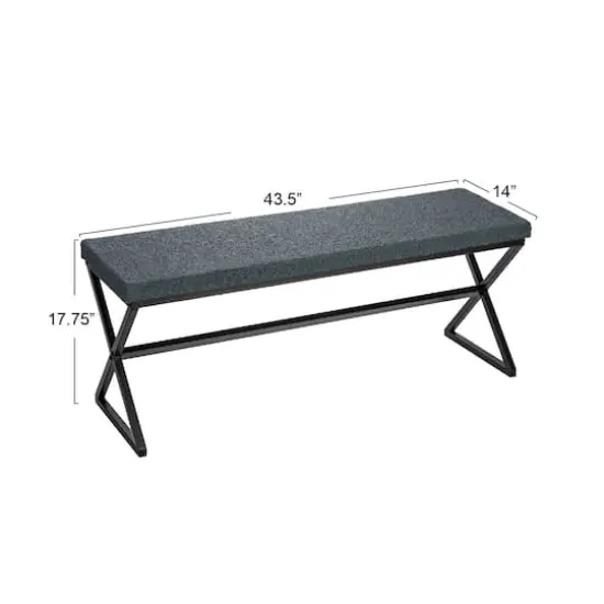 Household Essentials Harper 46.5" Metal & Boucle Bench Blue {8}