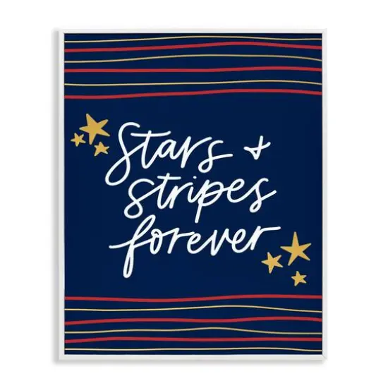 Stupell Industries Stars Stripes Forever Americana Independence Day Framed Giclee Art White {1}