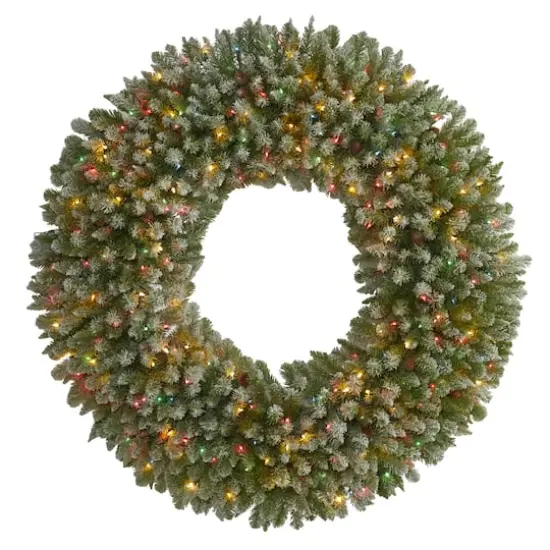 5ft. Pre-Lit Flocked Artificial Christmas Wreath {1}