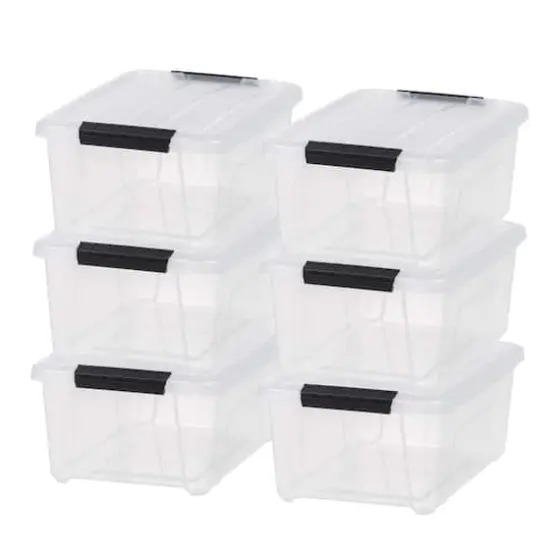 IRIS&reg; 13.5qt. Buckled Clear Boxes with Clear Buckle Lids, 6ct. {1}