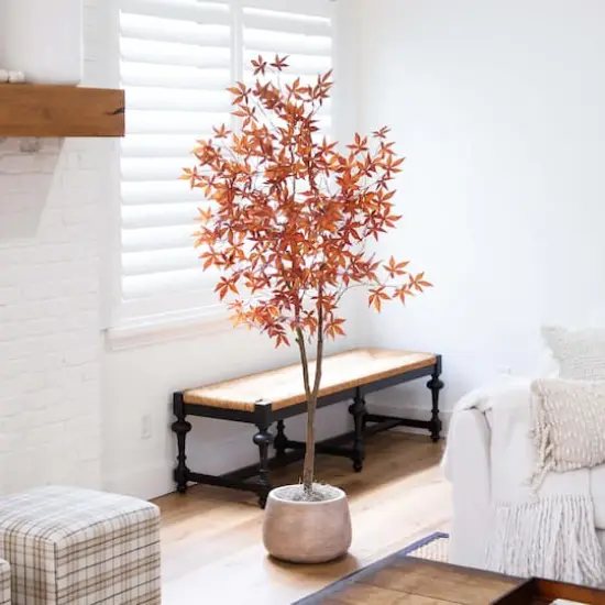6ft. Orange Japanese Maple Artificial Potted Tree {6}